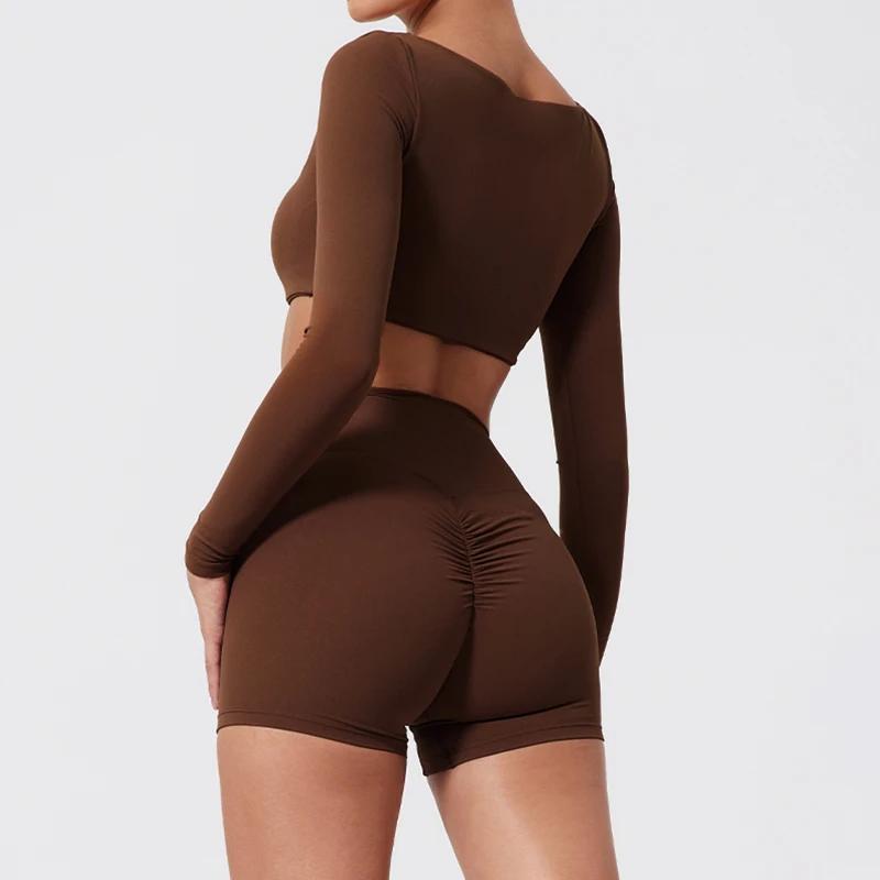 Ensemble sport femme Ctenkevet : manches longues pour running, yoga et fitness en plein air