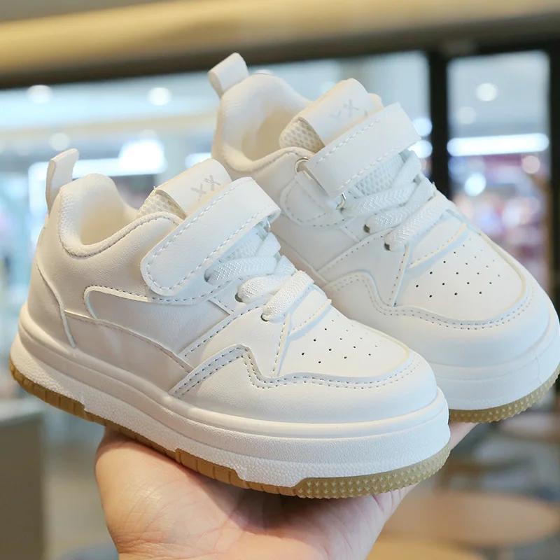Chaussures blanches pour enfants printemps et automne chaussures de sport pour enfants anti-dérapant
