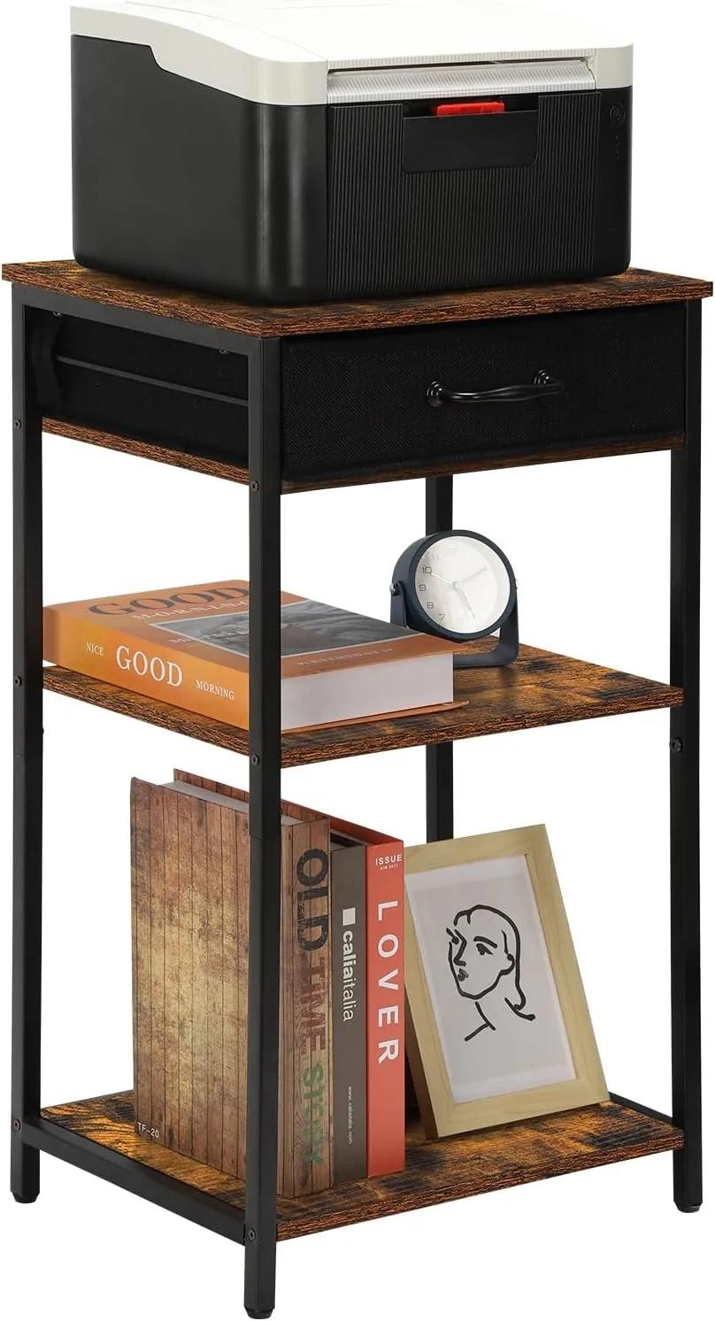 Support d'imprimante T1 blanc avec table de rangement, étagère d'imprimante à 3 niveaux, support d'é