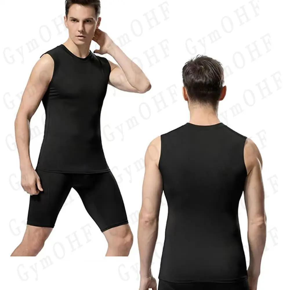 Hommes séchage rapide course T-Shirts Compression gilet sans manches séchage rapide Jersey chemise d