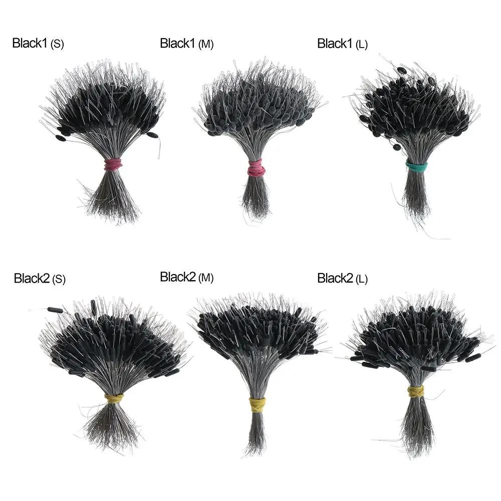 Bouchon de pêche en silicone noir, lot de 300 pièces, connecteur haricot, accessoires