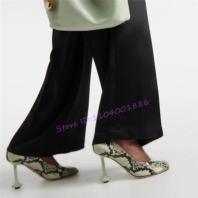 Escarpins d'été à talons étranges pour femmes, chaussures Sexy à bout rond peu profond, à enfiler, t