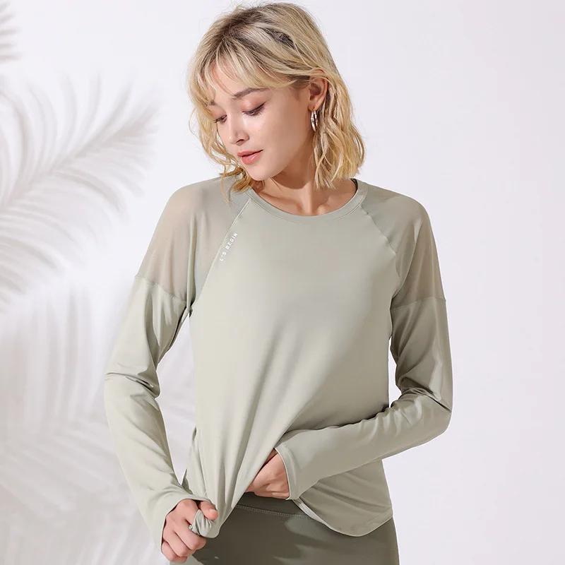 T-shirt de sport à manches longues pour femmes ample respirant de Yoga de course de Gym d'entraîneme