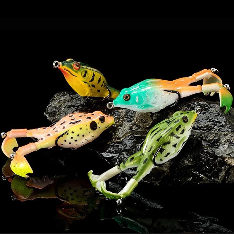 1pcTop leurres de pêche au bar d'eau grenouille souple Double hélices jambes appât d'eau douce pour