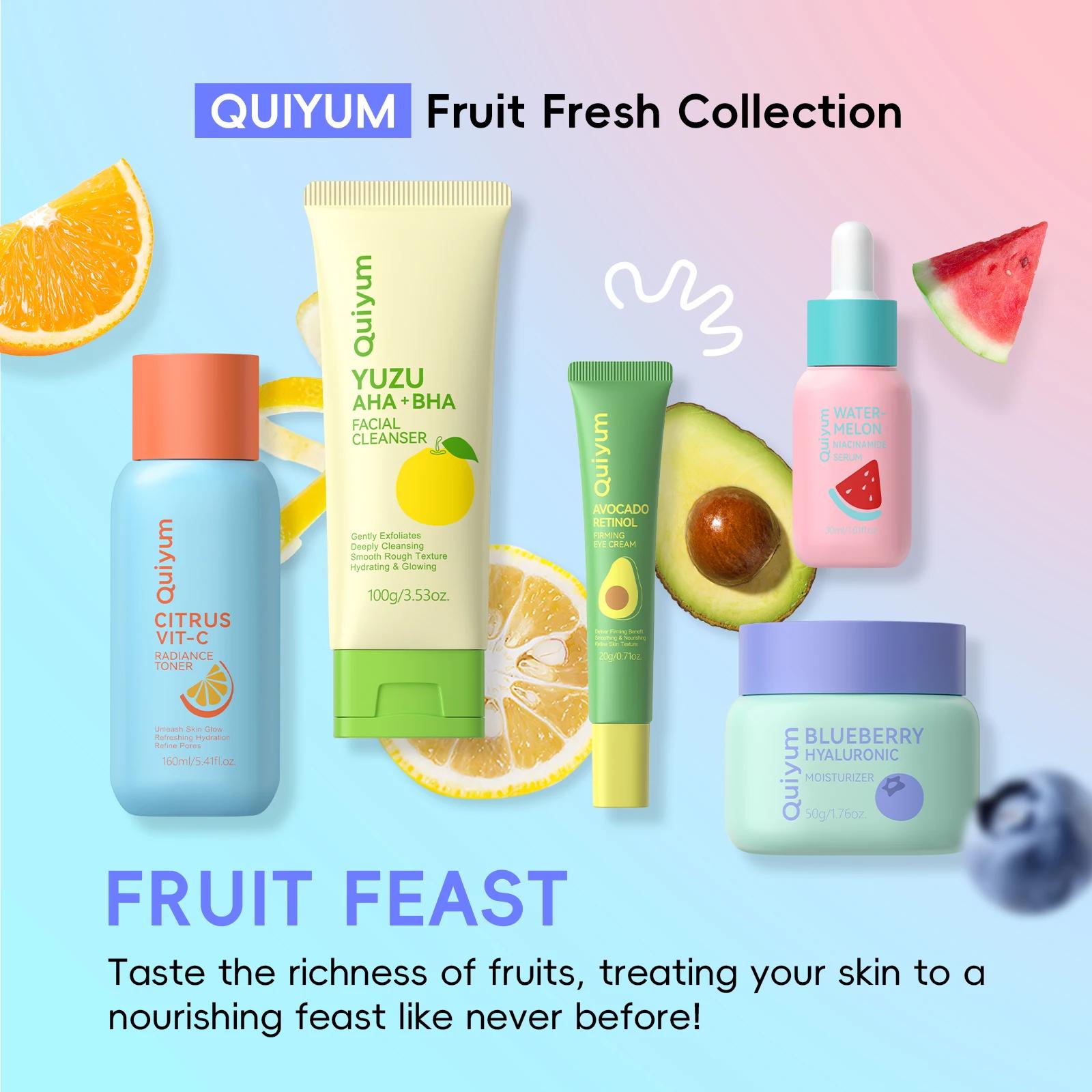 QUIYUM Fruit Fresh Collection 5 pièces ensemble de soins de la peau éclaircissant hydratant Anti-âge
