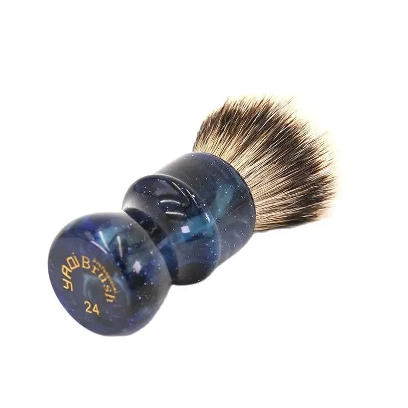 YAQI mode 24MM professionnel pour hommes brosse de rasage humide mystérieux espace couleur poignée a