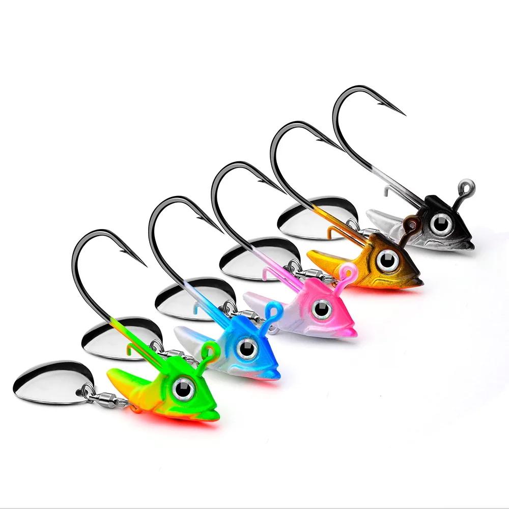 1pc tête de gabarit 7.5g 10.5g 15g leurres de pêche coulant rotatif paillettes cuillères métalliques