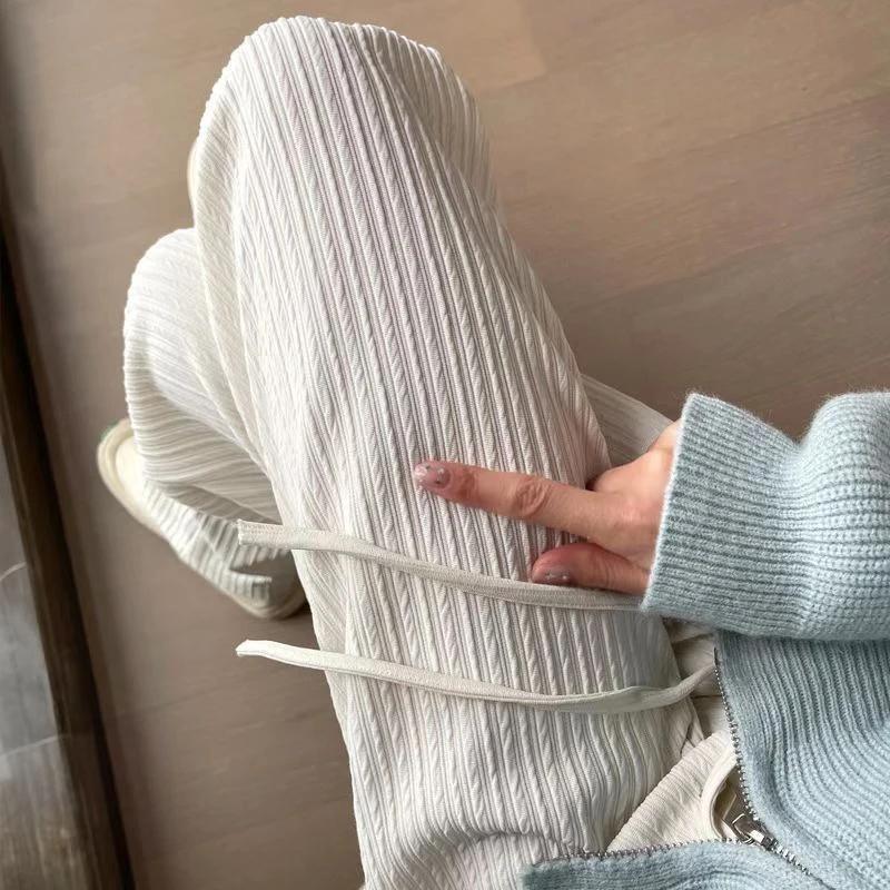 2025 été nouveau bulle lait bouffée nuage pantalon femmes taille haute drapé étroit droit pantalons