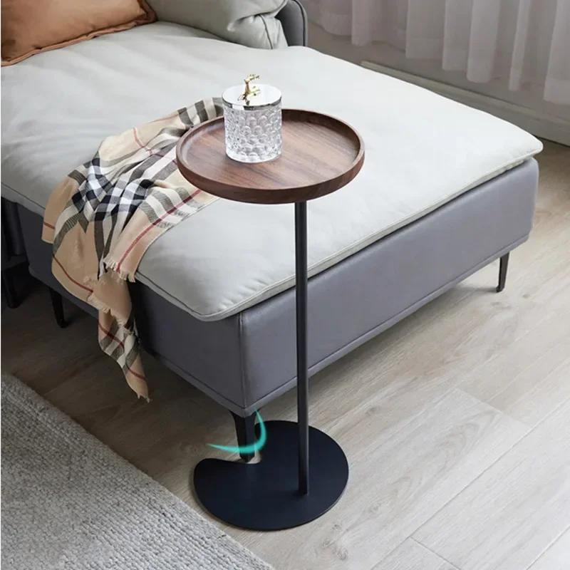 Table ronde en bois massif pour chambre à coucher, petit lit à fouet avancé, salon, bord de canapé,