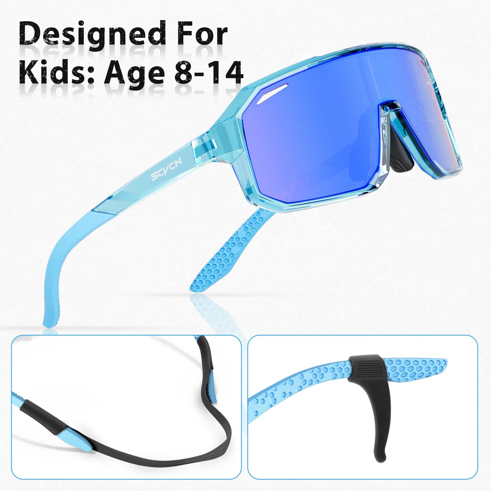 Lunettes de soleil pour vélo SCVCN pour garçons, lunettes de cyclisme pour enfants, UV400, lunettes