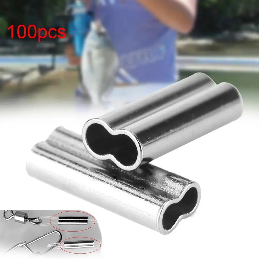 Manchons à sertir pour pêche, 100 pièces, simple, Double baril, outils de connecteur de matériel
