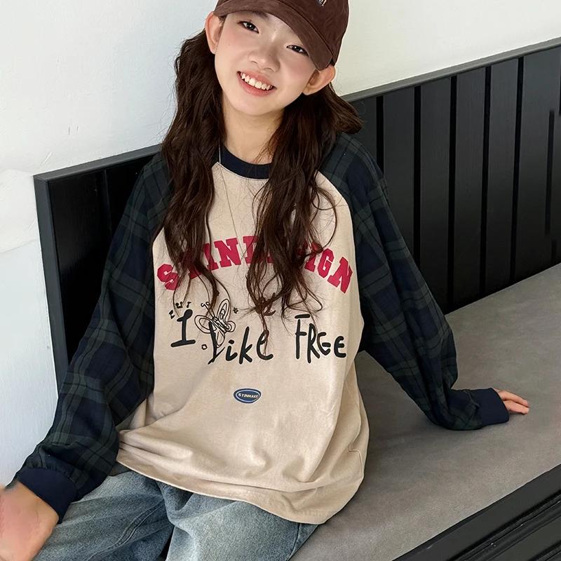 T-Shirt à manches longues pour filles, haut à manches Raglan pour enfants, grande couche de Base en