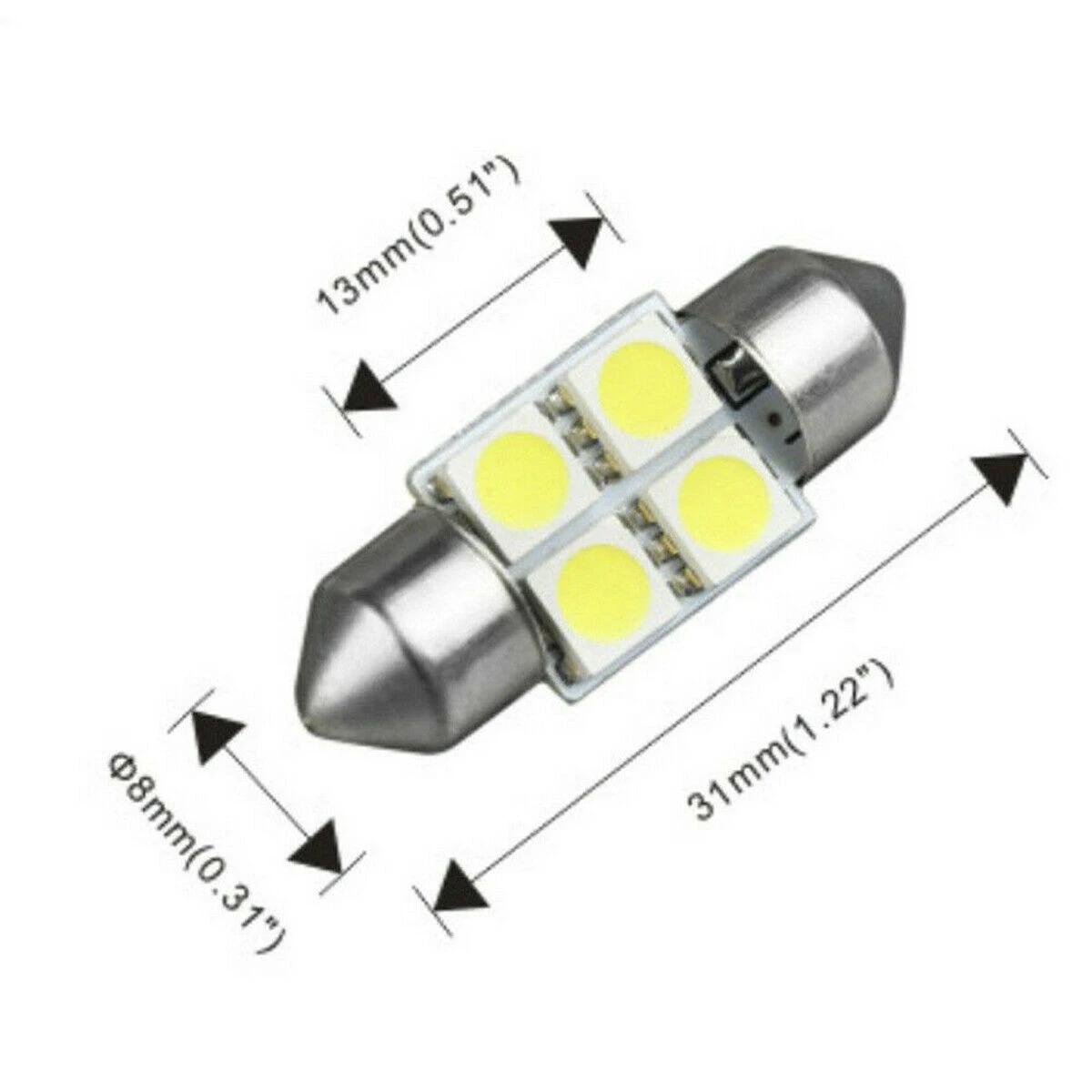 Kit d'Éclairage LED d'NikGT pour T10 de 36mm, Planner Map avant, Plate, Blanc, 14 Pièces