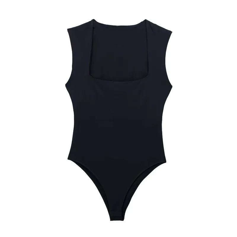 MUJER 2025 noir femme corps col carré sans manches Body femmes bleu blanc Sexy serré Body Lingerie m