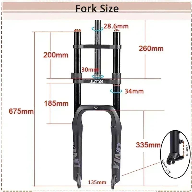 BUCKLOS – fourche avant à Suspension simple ou Double pour vélo Fat Bike, 20x4.0mm, frein à disque 9