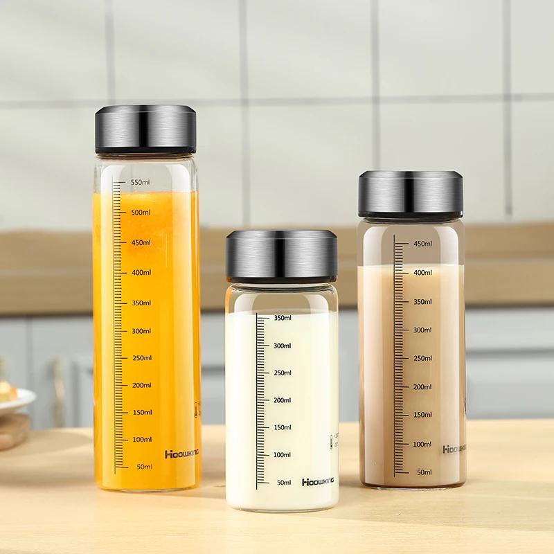 Bouteille d'eau en verre Portable, bouteille de lait chaud, tasse graduée avec couvercle, tasse de t