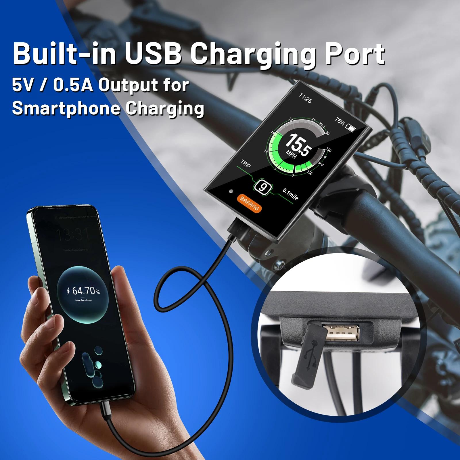 Bafang-Affichage de vélo électrique DPC18, port de charge USB, compteur de vitesse pour moteur à ent