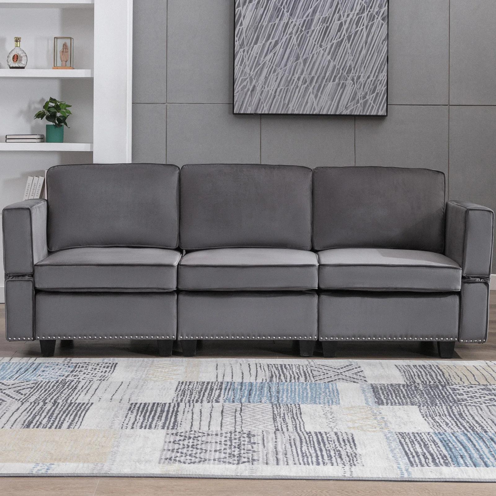 HORGgland-Canapé convertible en O, canapé sectionnel gris foncé modulaire, dossier et accoudoirs rég