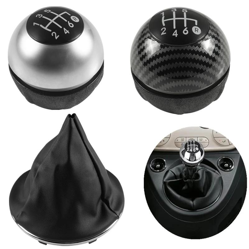 Pour Fiat 500 500C 2007-2018 5/6 vitesses pommeau de levier de vitesse Sitck tête en cuir guêtre bot