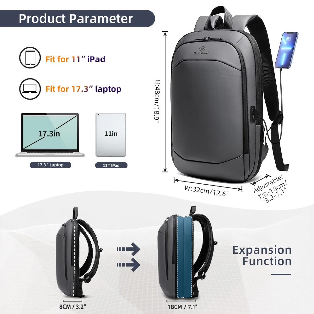 HK Business sac à dos pour hommes 17 pouces sac à dos pour ordinateur portable avec Port USB mince e