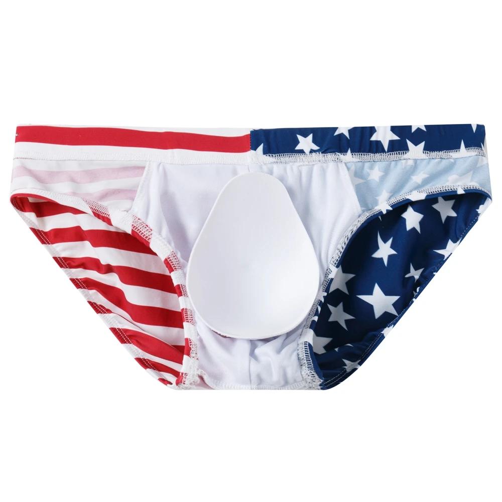 Maillot de bain push up homme bikini bref - Shorts surf plage sexy drapeau américain imprimé