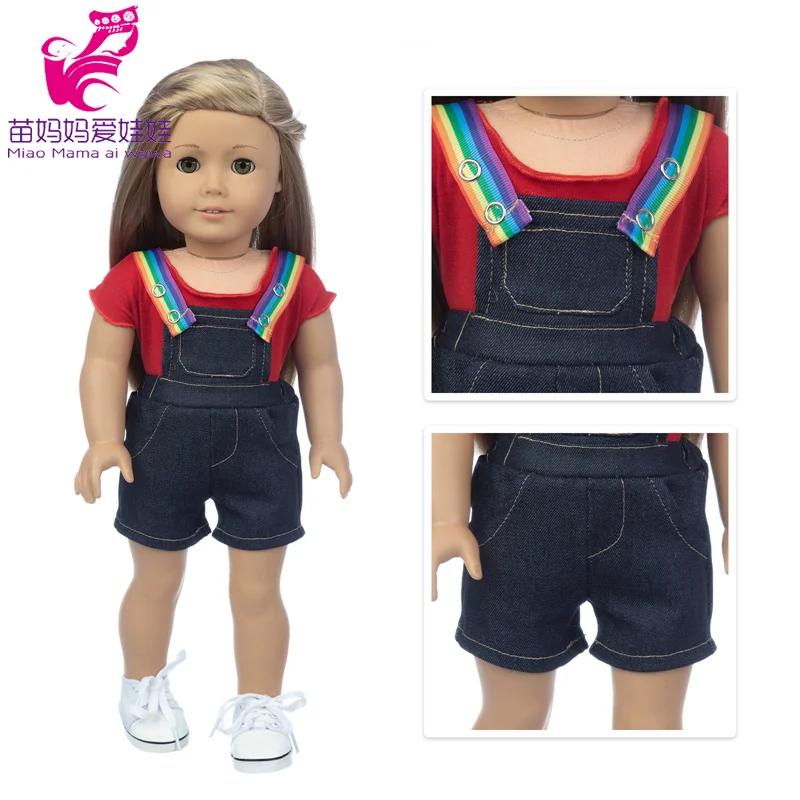18 pouces fille poupée bleu Blouse cravate un noeud fleur robe bébé poupée vêtements bébé fille cade