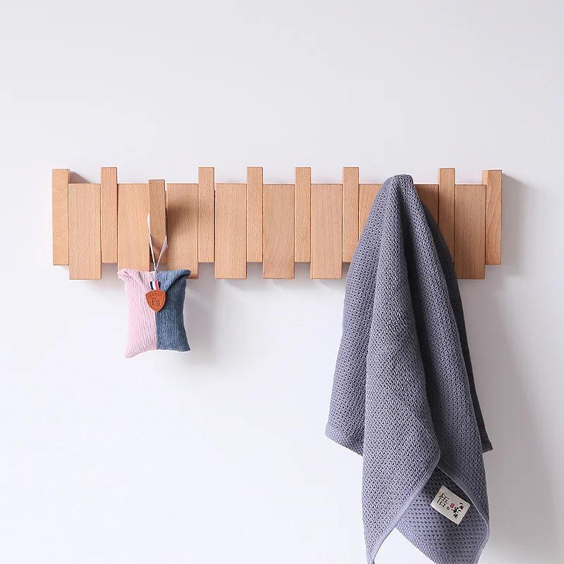 Porte-manteau mural en hêtre et noyer, bâtons de Piano, porte-vêtements créatif suspendu pour porte