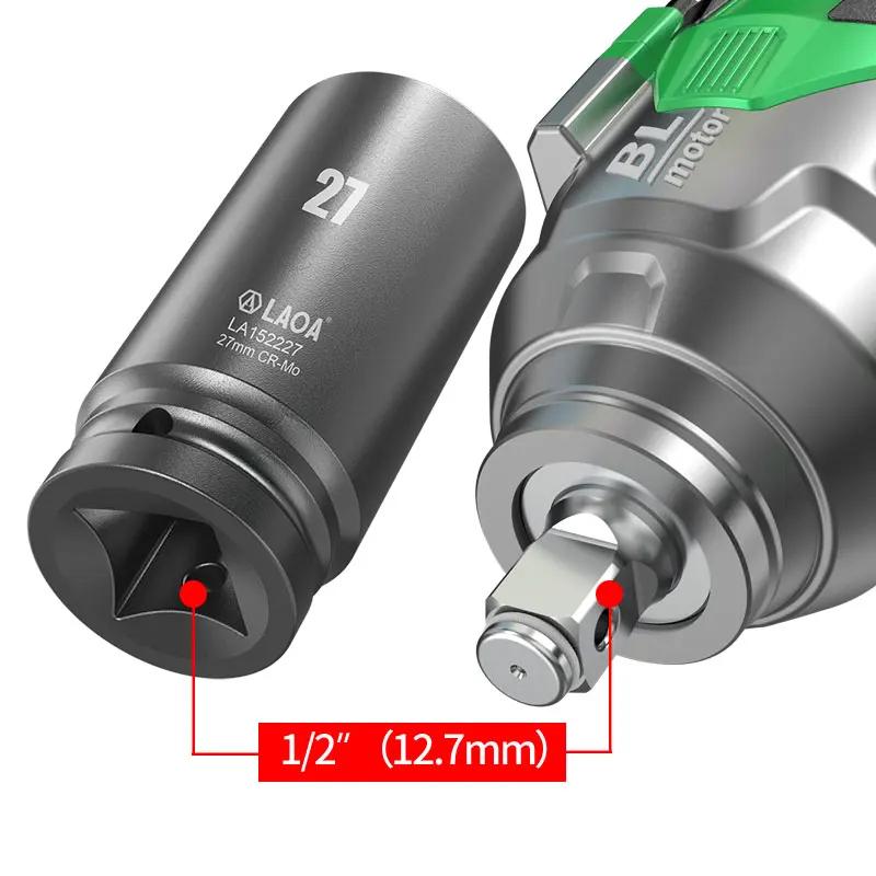 Clé à douille hexagonale profonde LAOA 1/2 pouce 17-32 mm en acier CR-MO, douilles à impact pour clé