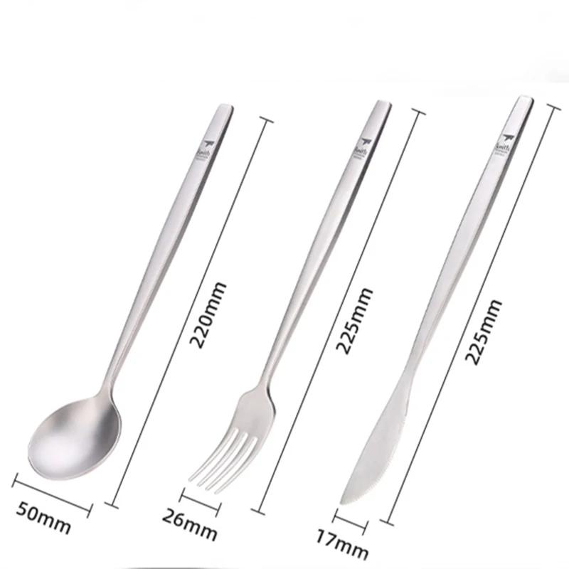 Ensemble de Couverts de Voyage en Titane, Portable, Cuillère, Fourchette, Couteau, Steak, Couverts O