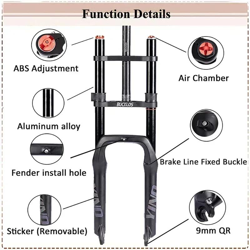 BUCKLOS – fourche avant à Suspension simple ou Double pour vélo Fat Bike, 20x4.0mm, frein à disque 9