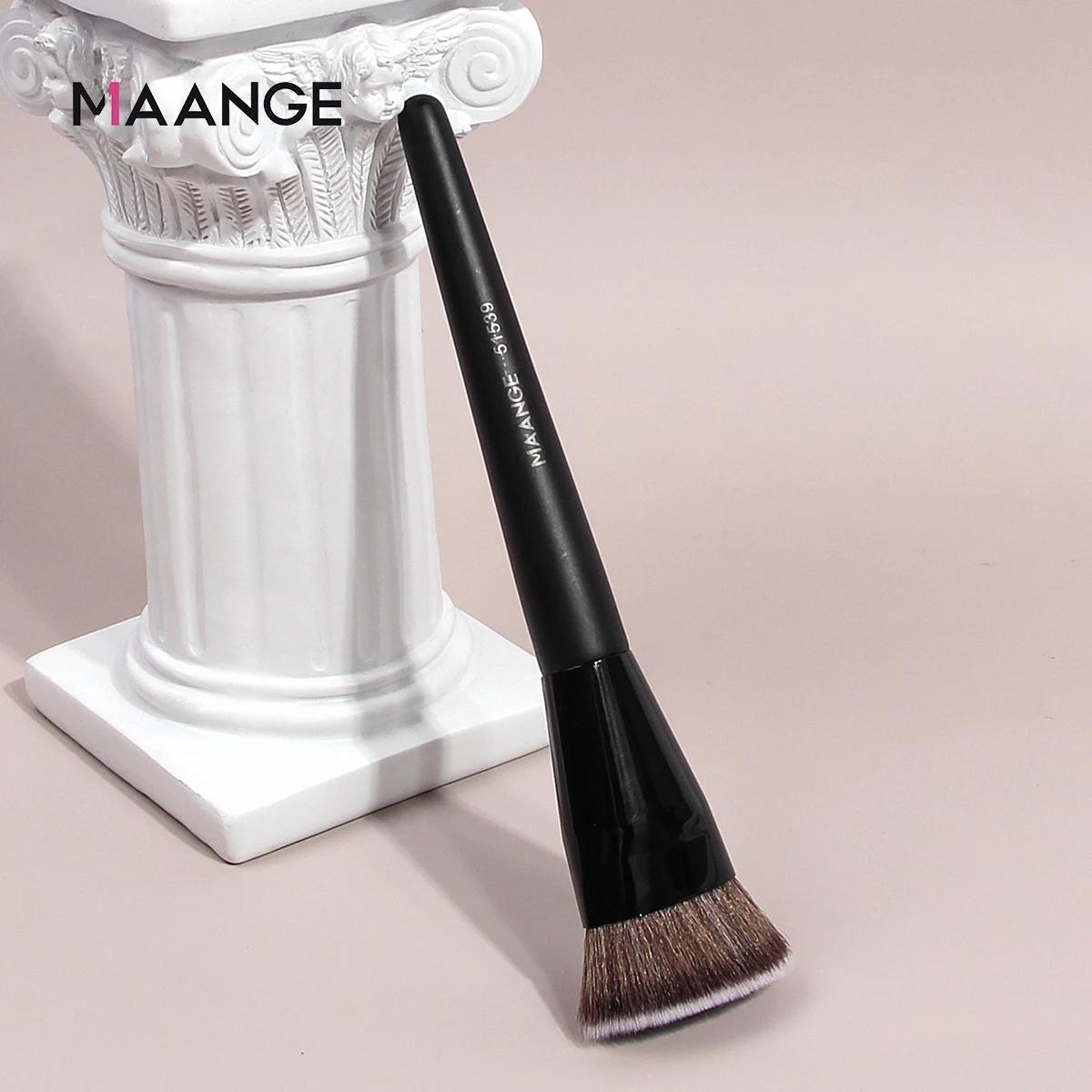 MAANGE-Brosse à fond de teint à tête plate avec boîte, pinceau à fond de teint simple, tube plat et