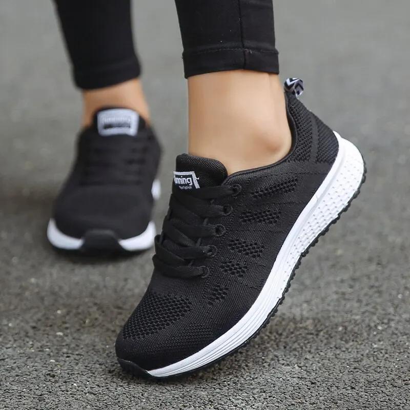 Femmes Chaussures Décontractées Mode Respirant Marche Maille FlatShoesSneakers Blanc Femme Chaussure