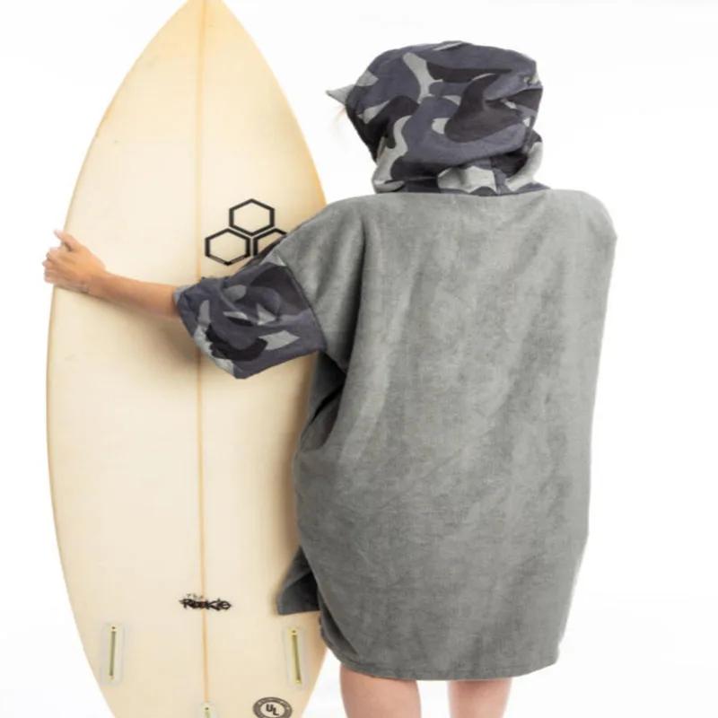 Tichken – Robe à capuche unisexe pour la plage et la natation, serviette à langer en velours microfi