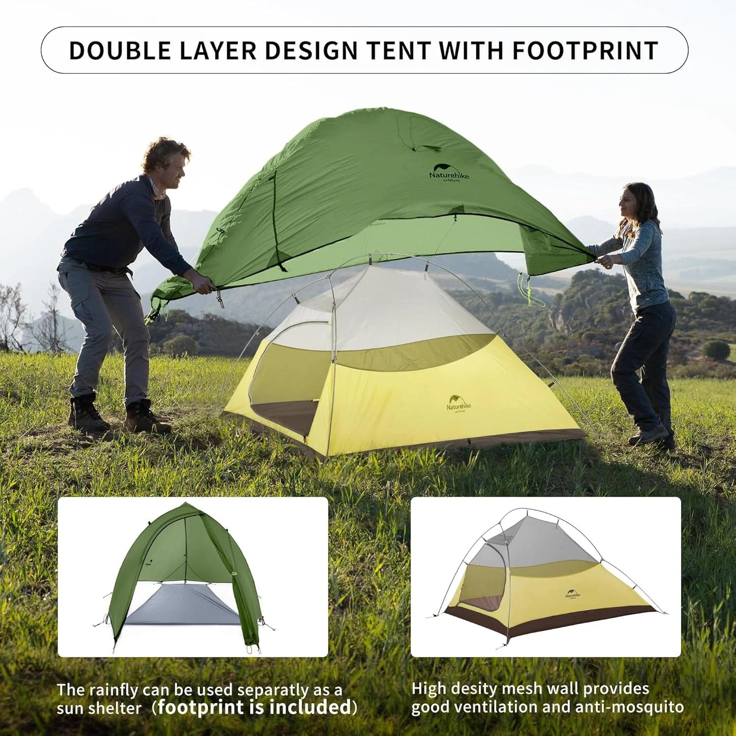 Tente ultralégère Naturehike Cloud Up 2 Pro pour 2 personnes, imperméable, pour randonnée, plage, ca