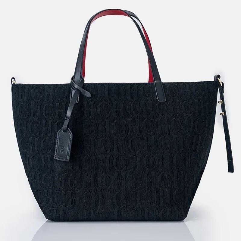 Sac fourre-tout CH de marque, sac tissé volanté, style vintage, couleur unie, grande capacité, multi