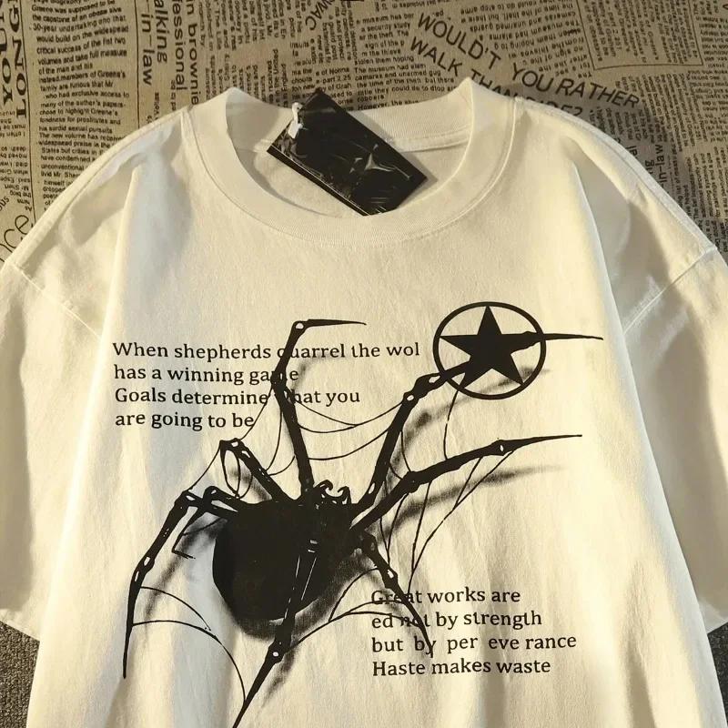 Y2K coréen Streetwear araignée graphique Acubi Harajuku Egirl Grunge esthétique col rond à la mode à