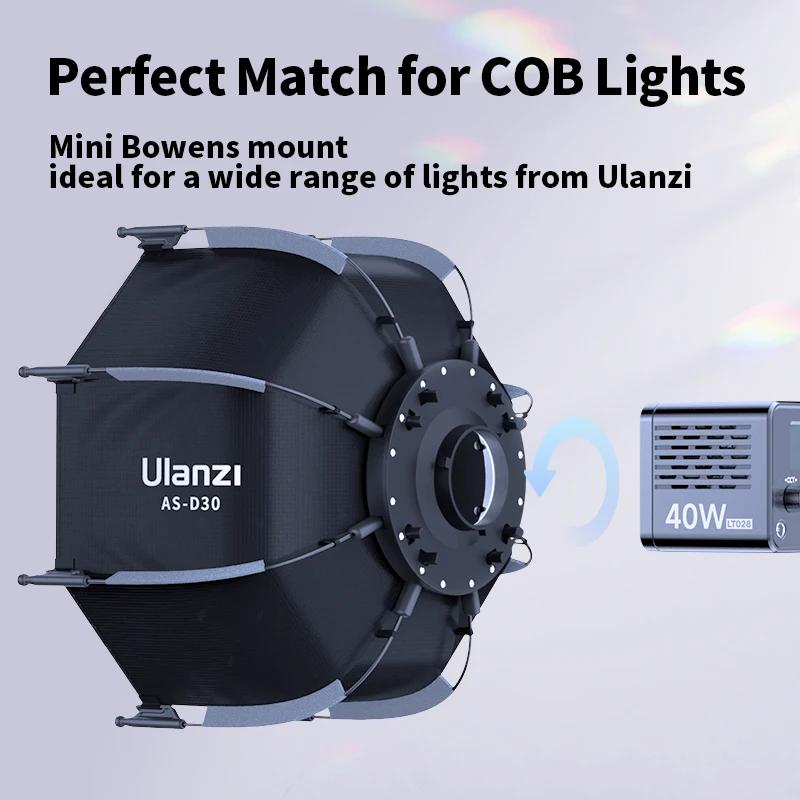 Ulanzi AS-D30 30cm boîte à lumière octogonale Mini Bowens montage dégagement rapide grille en nid d'