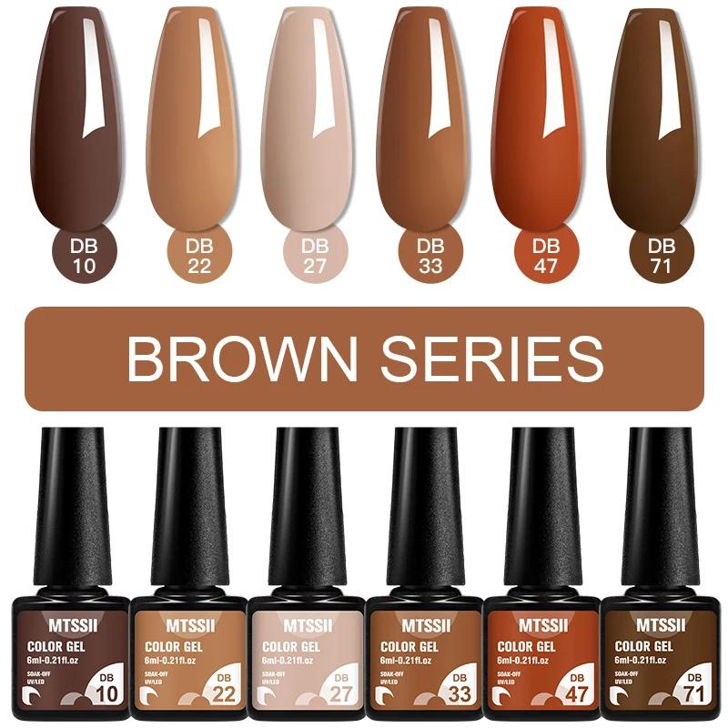 6 pièces Gel vernis à ongles ensemble HEMA gratuit rouge marron couleur Semi Permanent tremper UV Ge