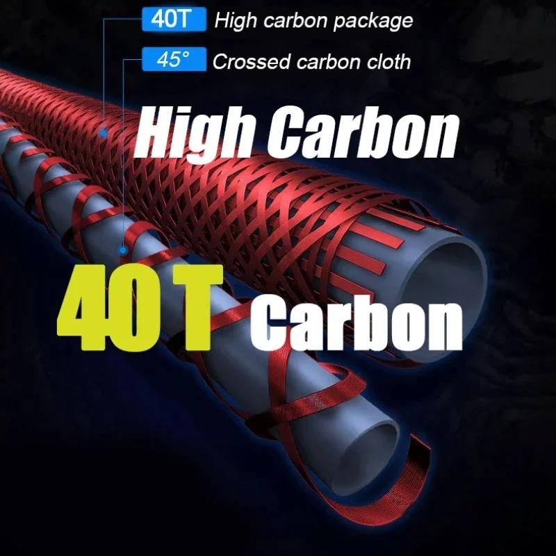 Canne à pêche télescopique portable 4.5M à 7.2M - Ultra légère en carbone 40T pour pêche filature et roche dure