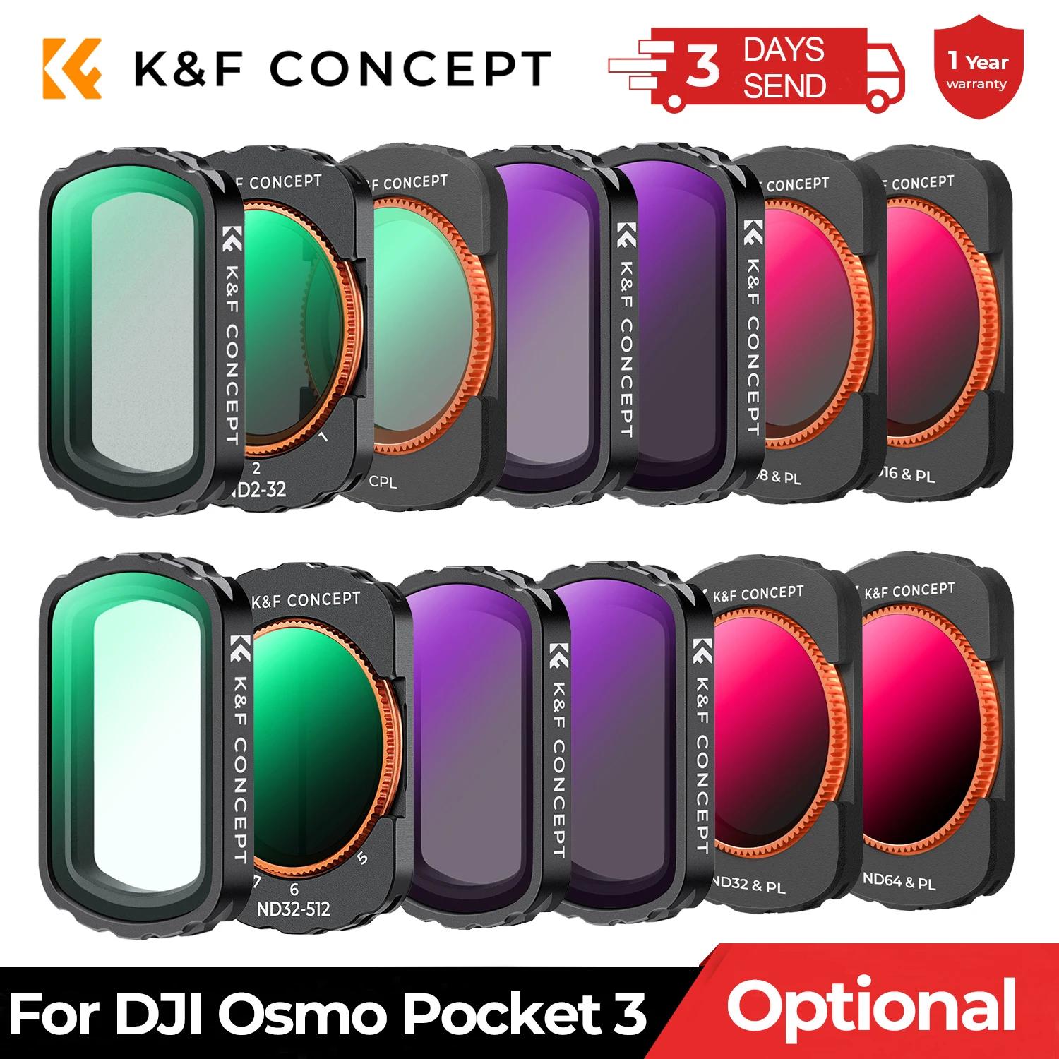 Filtres pour caméra sportive K&F CONCEPT pour DJI Osmo Pocket 3 UV CPL ND/PL Black Mist 1/4 ND2-32 N