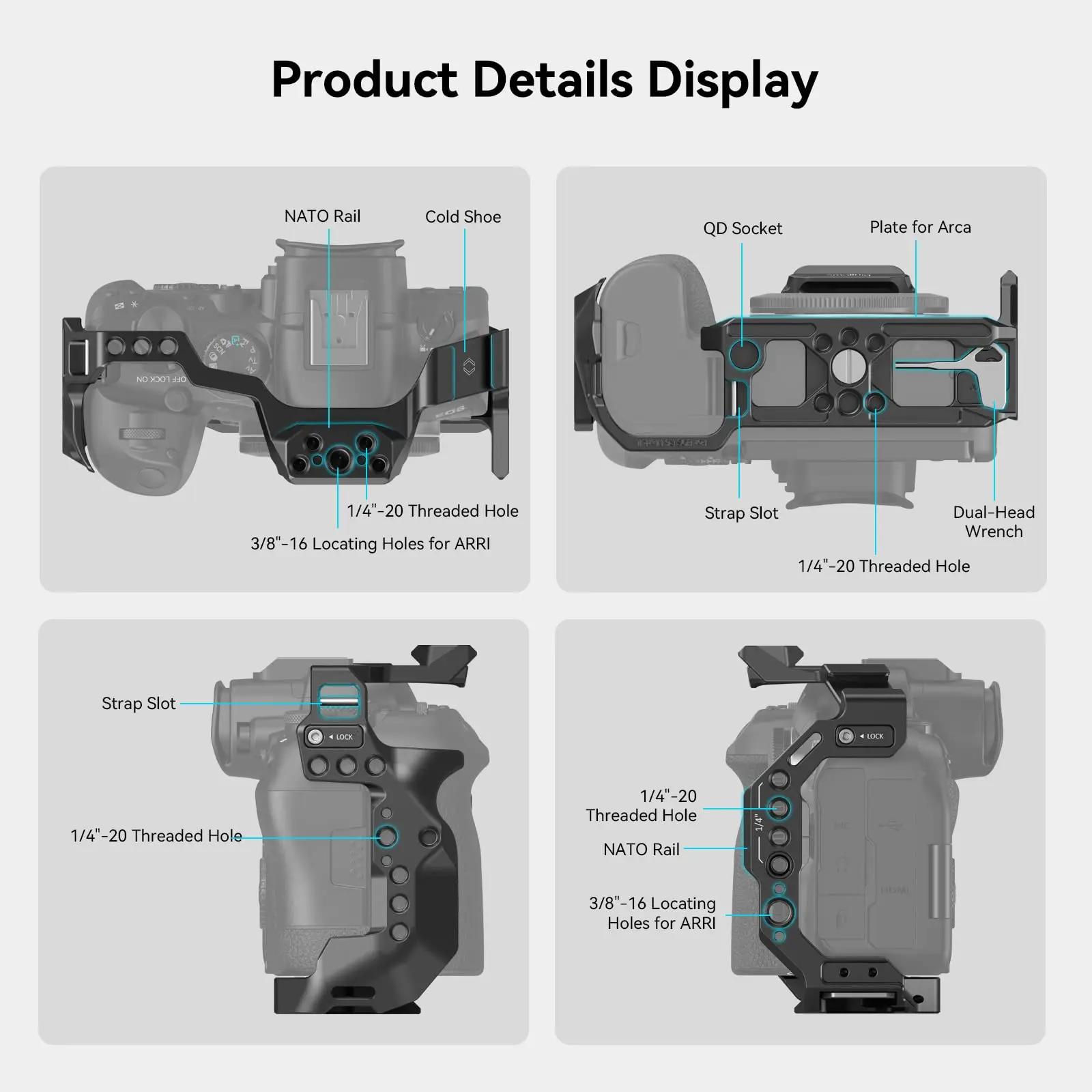 SmallRig – Cage de caméra R6 Mark II, pour Canon EOS R6 Mark II, avec doubles Rails NATO, plaque à d