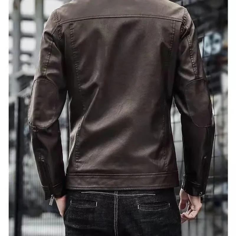 Hommes veste de costume en cuir hommes coupe ajustée manteau court hommes mode veste en cuir Streetw