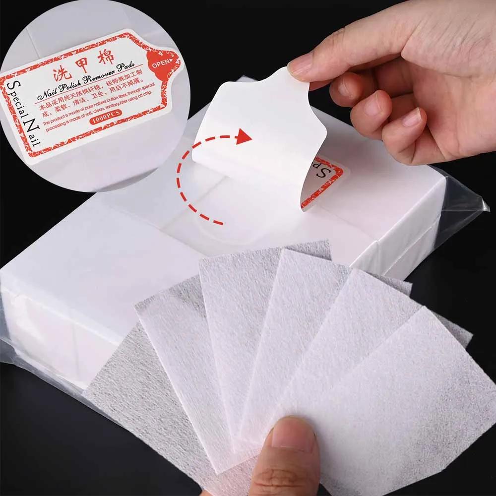 1000/600/500/100 pièces coton à ongles non pelucheux pour l'élimination du vernis Gel UV lingettes t