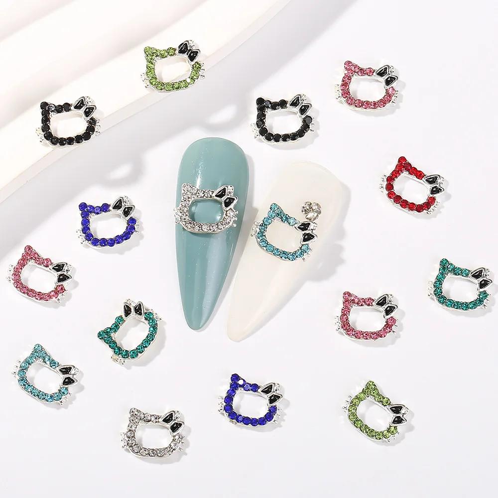 Breloques pour ongles Hello Kitty, en alliage 3D Sanrio, bijoux complets en diamant, strass, gemmes