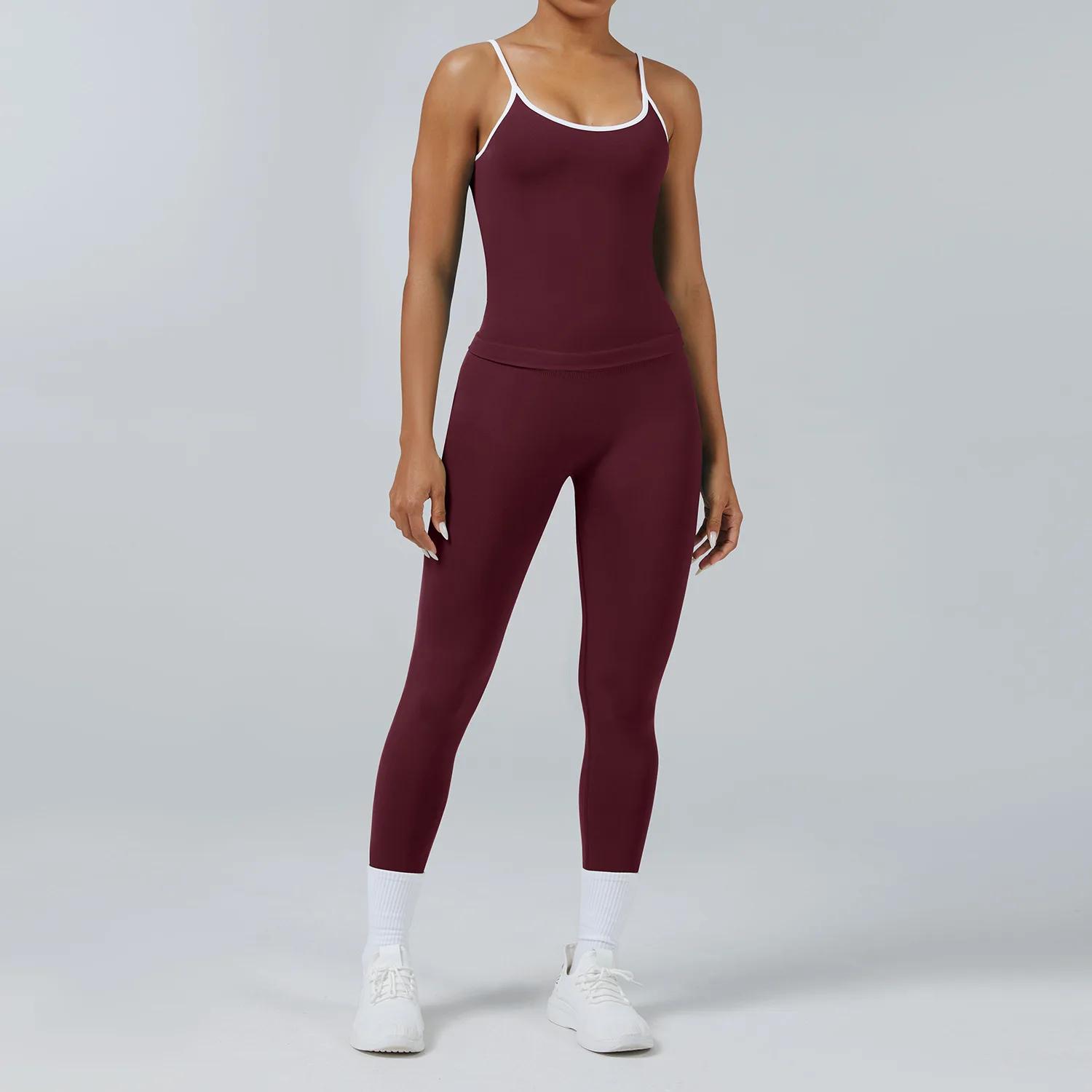 Ensemble de vêtements de yoga pour femmes, 2 pièces, survêtement, vêtements de sport sans couture, t
