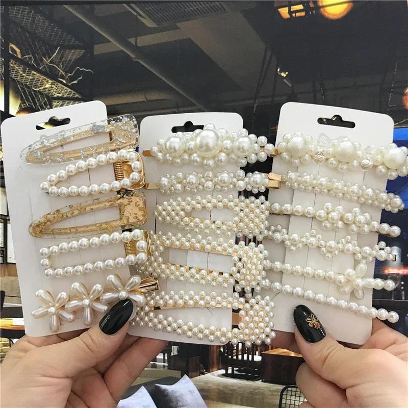 1 ensemble de pinces à cheveux en perles faites à la main pour femmes, Barrettes à fleurs géométriqu