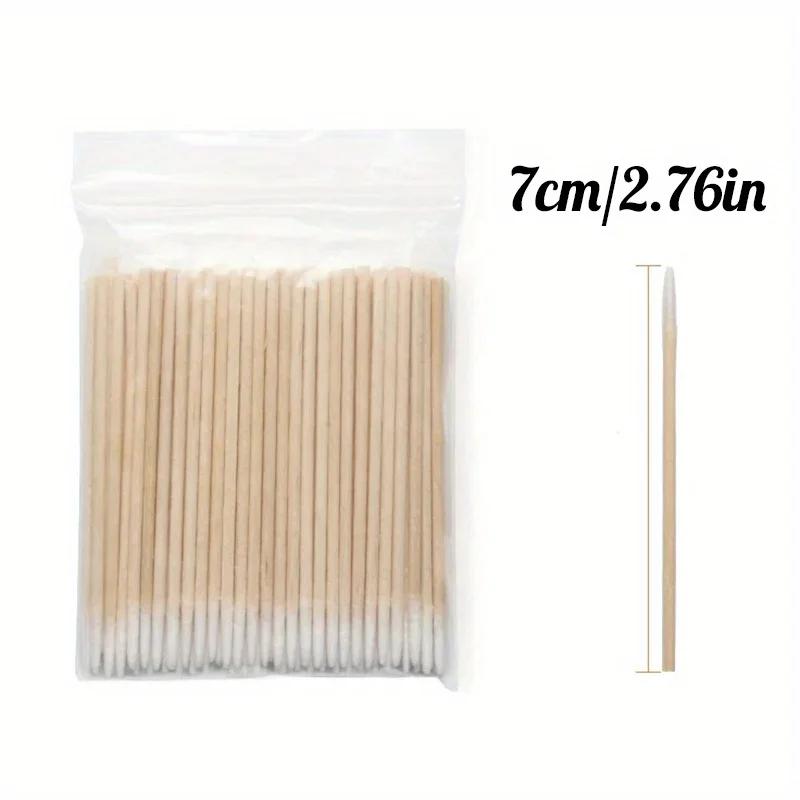 Coton-tige en bois pour ongles, 100 à 500 pièces, bâtons propres, pointe de bourgeon, tête en coton