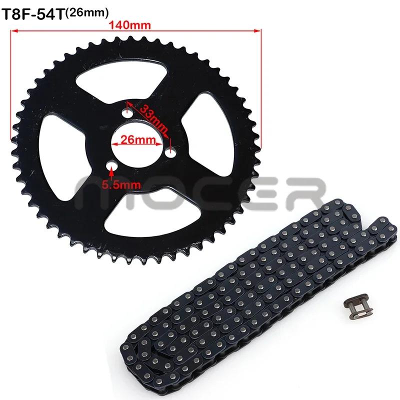 Oh à maillons pour mini moto, dents T8F, 54T, 26mm, 29mm, 35mm, 54mm, Pignon arrière T8F 136, 47cc,