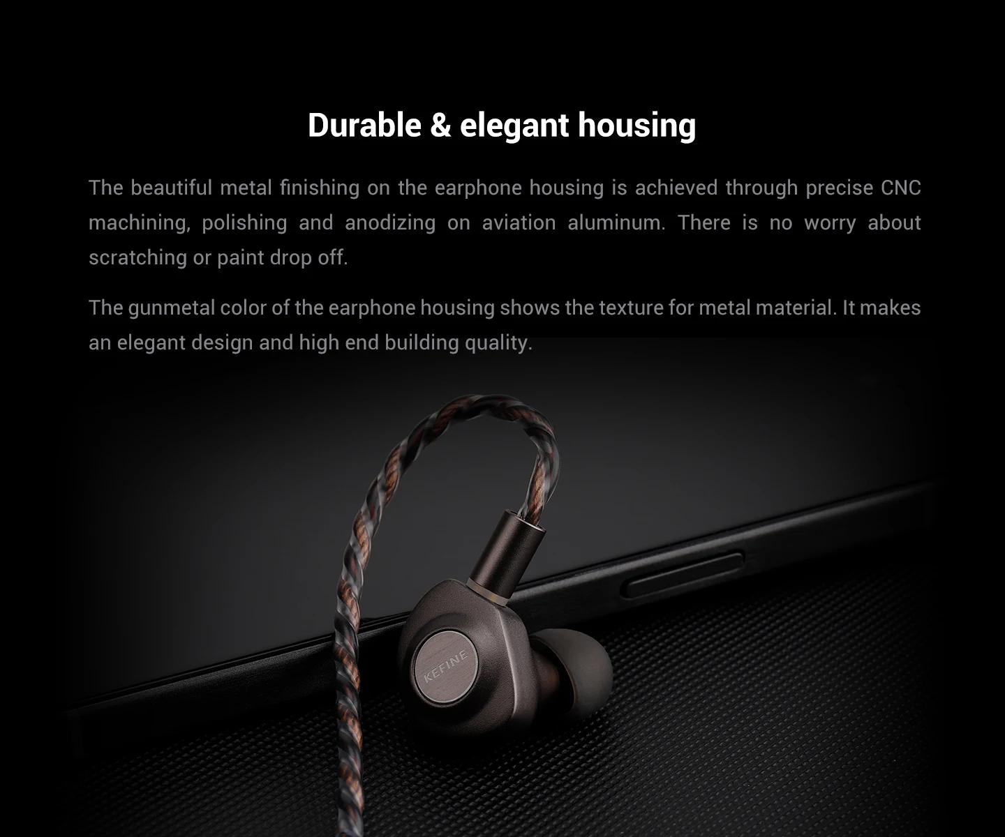 KEFINE Delci 10mm DLC + PU diaphragme pilote dynamique Hifi filaire IEM écouteurs avec métal CNC et
