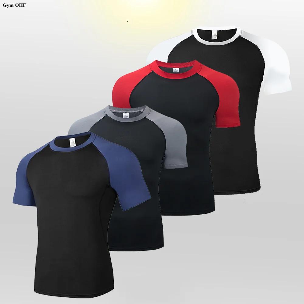 T-shirt compression homme course Fitness séchage rapide serré entraînement Gym Jersey